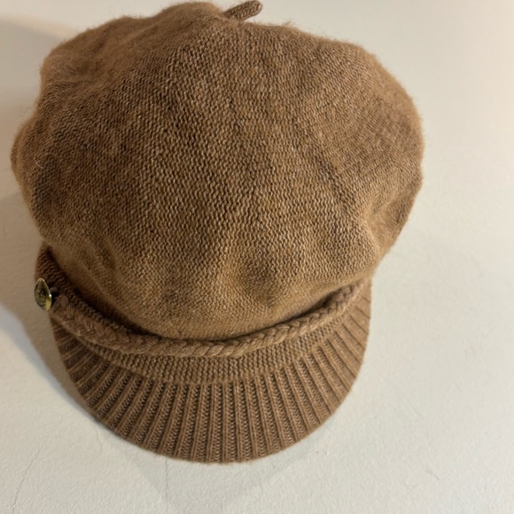 LAUREN RALPH LAUREN Wool Blend Newspaper Boy Rigid Rim Tan Brown Knit Cap - Picture 2 of 7